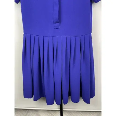 J. Crew Collection Purple Blue Pleated Collared Short Sleeve Shirt Dress Size S