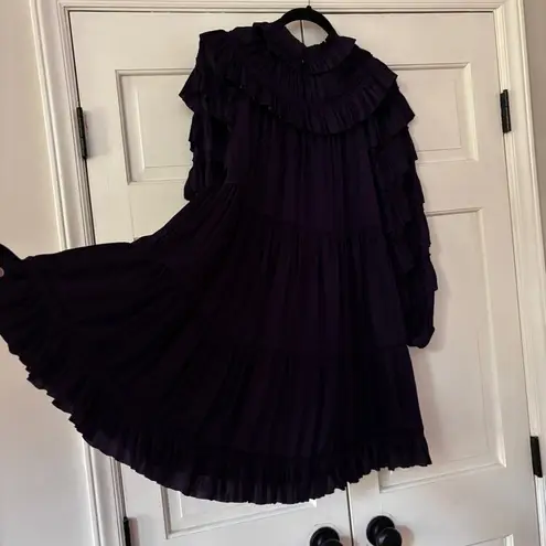 Ulla Johnson Elsa Dress Lago Deep Purple Size 0 Ruffle Royal Tiered Statement