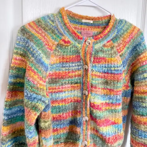 Mother The Raglan Crop Alpaca Rainbow Cardigan Red