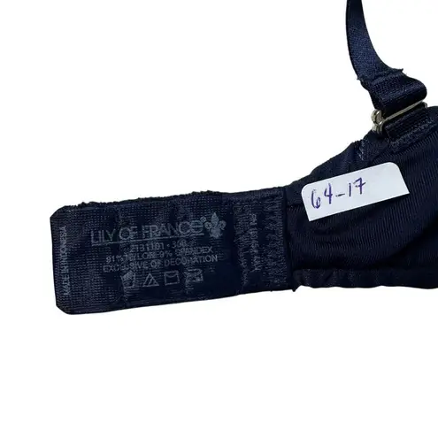 Lily Of France Blue Underwired Floral Multiway Strap PushUp Bra Women 36B 64-17