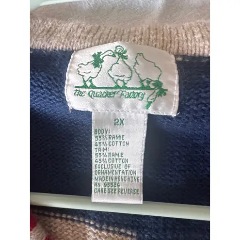 Quacker Factory Stars & Stripes Cardigan Sweater –2X Blue Size XL