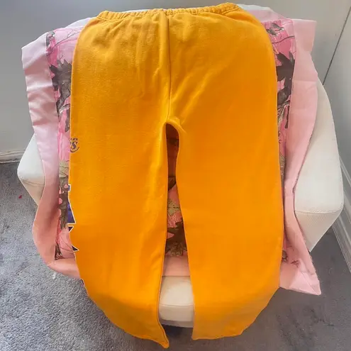 Nba los angeles lakers basketball gold yellow wide leg sweatpants