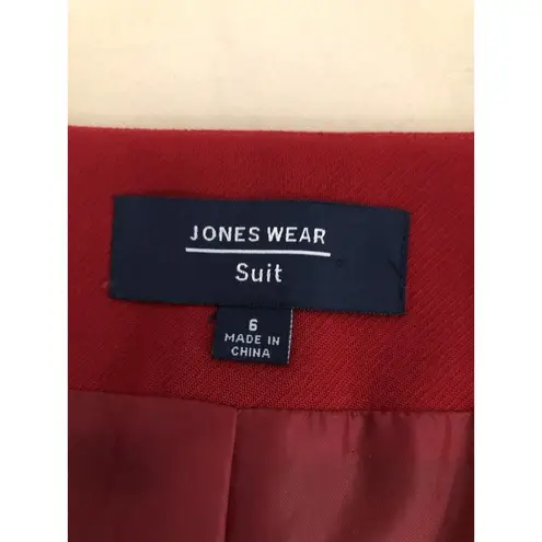 Jones Wear Suit Women's 6 Lined Fire Red 3/4 Puff Sleeve Mob Wife Office Siren