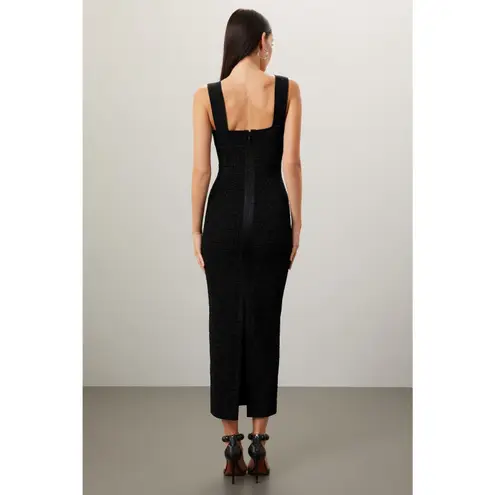 Herve Leger HERVÉ LÉGER Black Bandage Sweetheart Neckline Lurex Gown Dress Size Medium