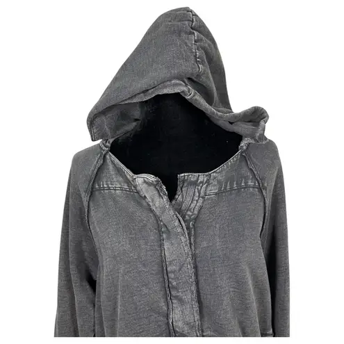 Pilcro Distressed Duster Hoodie Grey Black Size Small