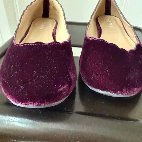 Esprit Odette Wine Red Purple Scalloped Edge Ballet Flat 9