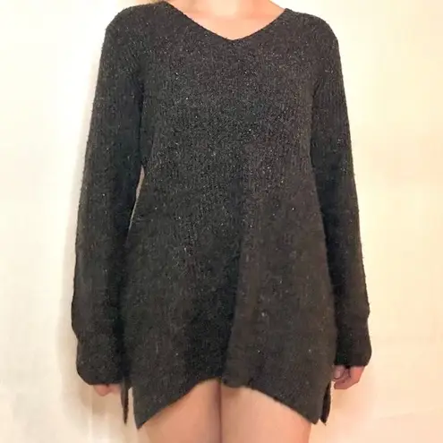 Christopher & Banks  Grey Wool Oversized V-Neck Sweater