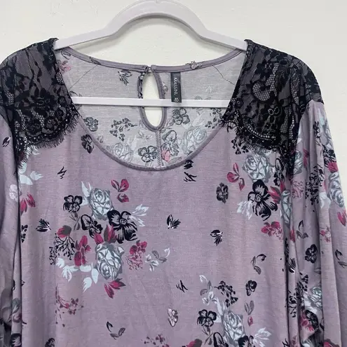 Massini Women's Long Sleeve Floral print Top Plus size 3X