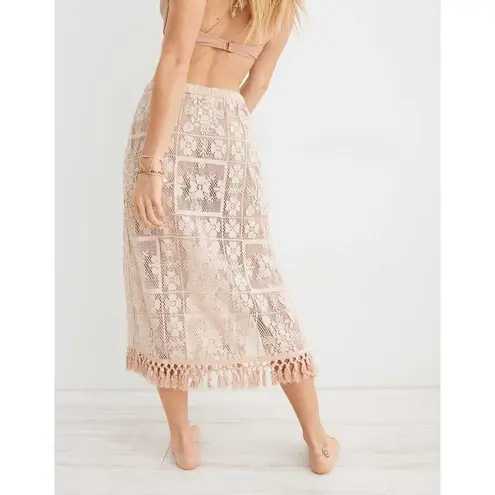 Aerie  Patchwork Floral Lace Swim Cover Up Skirt XS Women’s Cream 1262