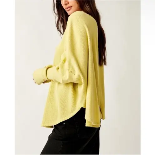 Free People NWT  We the Free Microphone Drop Thermal Top - lemon grass - L