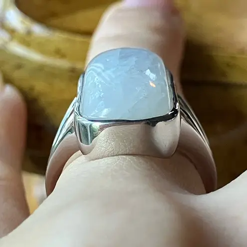 Rainbow Moonstone Sterling Silver Ring Size 6