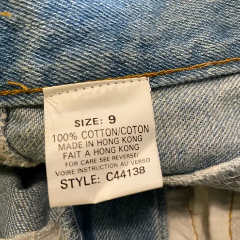 VTG 90s High Rise Blue Jeans w/ Silver Vinyl Stripes Grommet embellishment Size 6