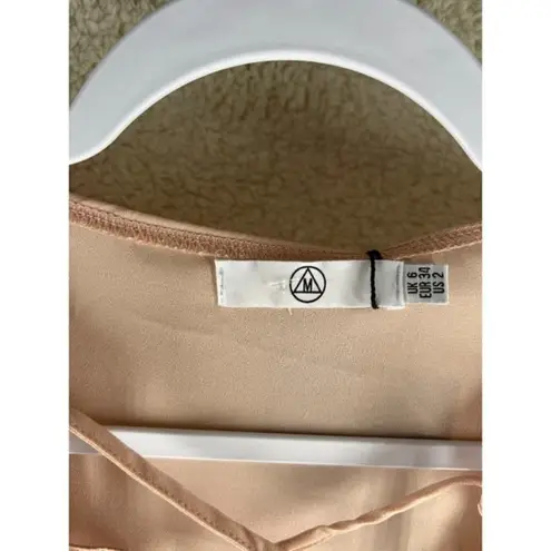 Missguided Womens Tops Size 2 Pink Chiffon Lace-Up Long Sleeve Blouse