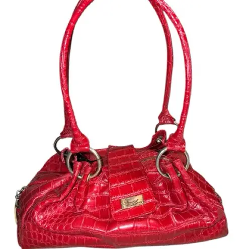 Vintage Isabella Adams Elegant Red leather croc style bag. Size undefined