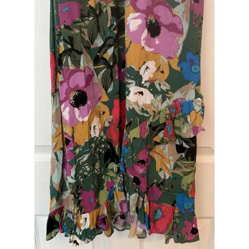 Tracy Reese Anthropologie Sz S Plenty By Daphne Wrap Dress Floral Ruffle Boho