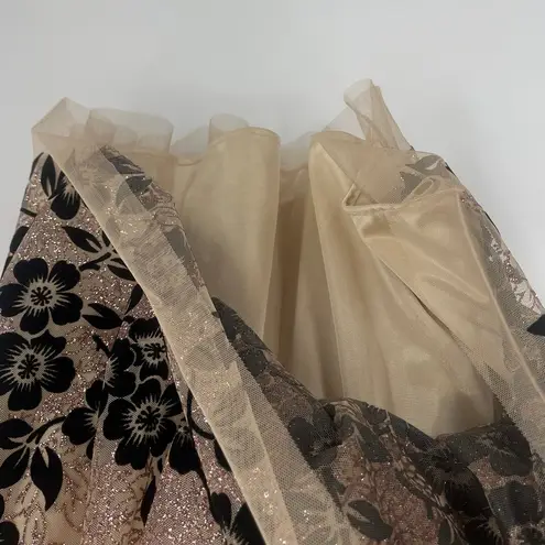 R & M Richards Y2K Velvet Mesh Dress 10 Holiday Coquette Floral Whimsigoth Glitter