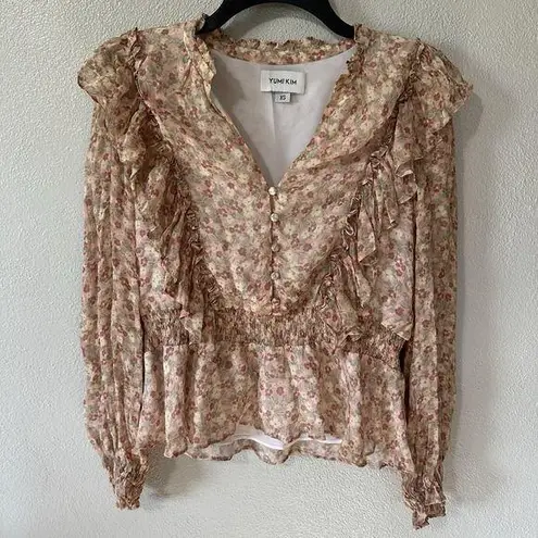 Yumi Kim Revolve Angel Eyes Blush Clover Top Size XS Pink Floral Blouse