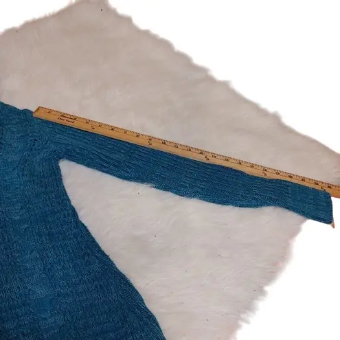 Vanity Size Small Blue Knit Sweater Button Long Sleeve Hooded Winter Warm Cozy