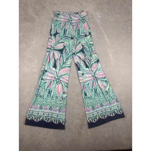 Lilly Pulitzer  wesless flower palazzo pants high tide navy