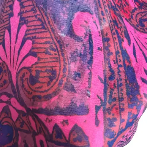 None Pink Purple Paisley Semi-Sheer Oversized Scarf Wrap Shawl Summer Swim Coverup