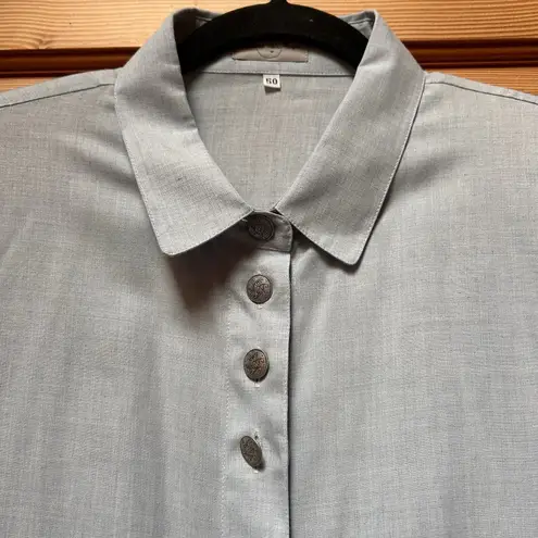 VTG Laura Di Sarpi Women's Tunic Top Blouse Plus Size 50 2X Lagenlook Minimalist Blue