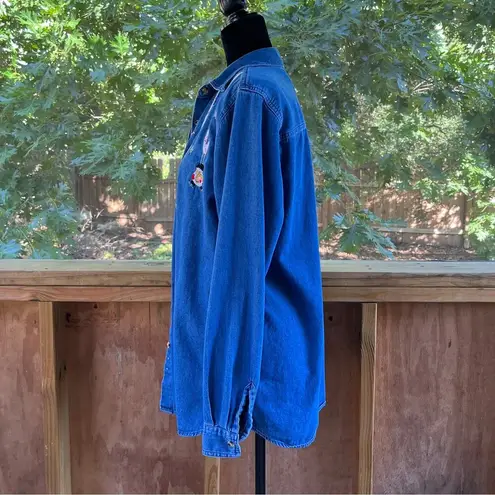 Casey & Max Women's Vintage Christmas Holiday Layered Shirt Size L Blue Size L