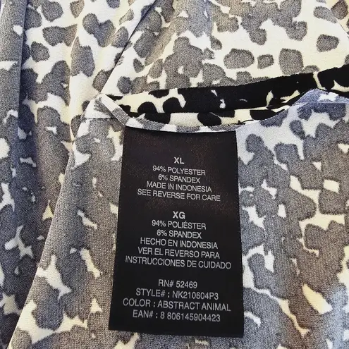 Norma Kamali Animal Print Knee-Length Ruched Black and White Dress Women Size XL