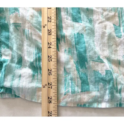 JM Collection Linen Blend Button Up 3/4 Sleeve Shirt Lace Trim Feminine Style 20 Green Size 20W