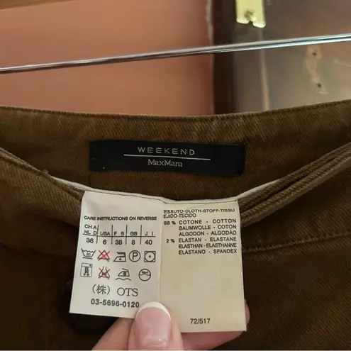 Max Mara Weekend Utility Wrap Skirt Dark Academia A-Line Buttons Brown US Size 6