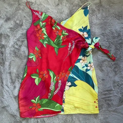 Farm Rio Women's Pietra Mini Wrap Dress Size M Multicolor Vibrant Summer $170