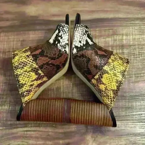 Gibson Latimer  Snakeskin multicolor Leather mule block heels Sz‎ 7