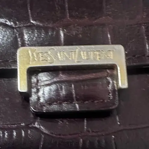 YSL Saint Laurent crocodile-embossed leather long wallet gold-tone logo clasp. - Image 10