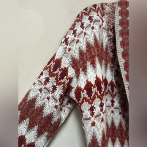 Susina Aztec Geometric Knit Cardigan Sweater Women’s Medium Red