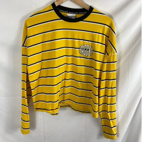 Ragged Jeans Yellow Striped Long Sleeve Tshirt Size small