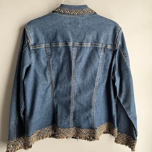 Coldwater Creek Y2K Feel Jean Jacket with Tweed Trim Size 18