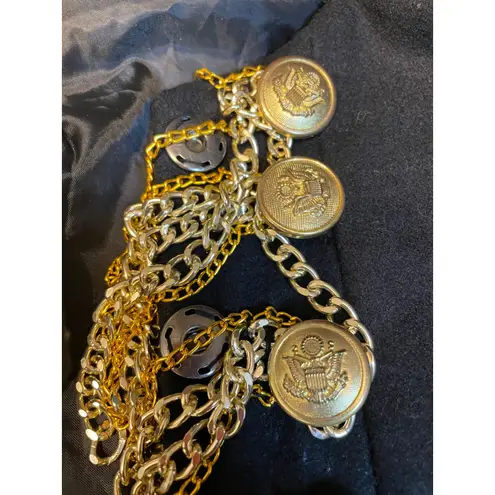 CHOiES Black Military Chain Embellished Jacket M