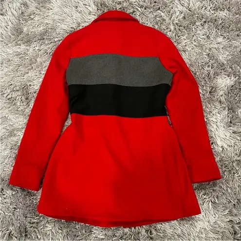 Yoki Red Multi Double Breasted Peacoat