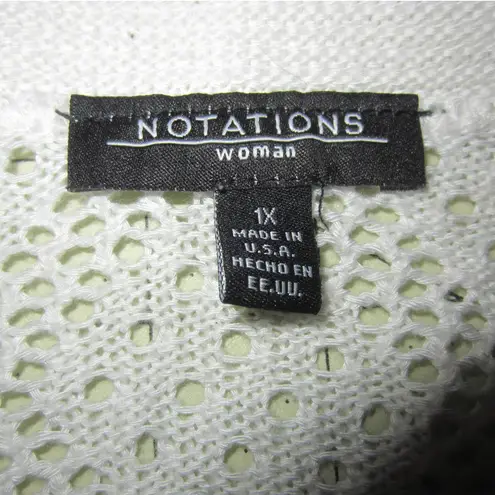 Notations White Knit Open Short Sleeve Cardigan Size 1x