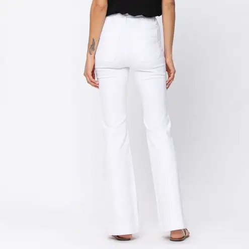Judy Blue NWT White High Rise Button-Fly Patch Pocket Flare Jeans Size 27 NEW - Image 10