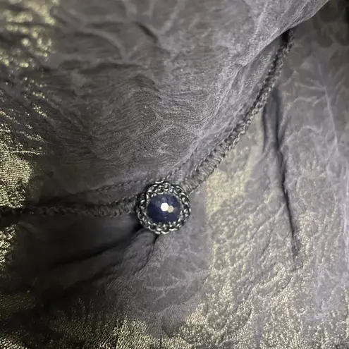 Uru Silk Top Womens Plus Black Floral Jacquard Gem Button Up Boxy Pockets USA Size undefined