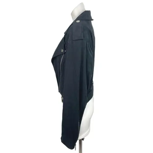 We Wore What Danielle Bernstein Black Faux Suede Leather Biker Moto Jacket Size L