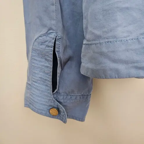 Zadig & Voltaire Jacket Light Blue Military Style Skull Zip Up Patch Casual