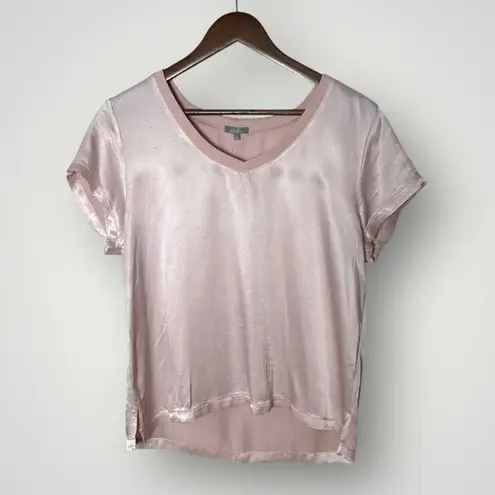 Pj Harlow Gianna Satin V-Neck Tee Blush Pink Size XS Lounge Pajama Top