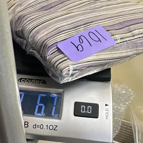 Notations Y2K XL Purple Striped Top Buttoned Asymmetrical Stretch Work 3/4 90s