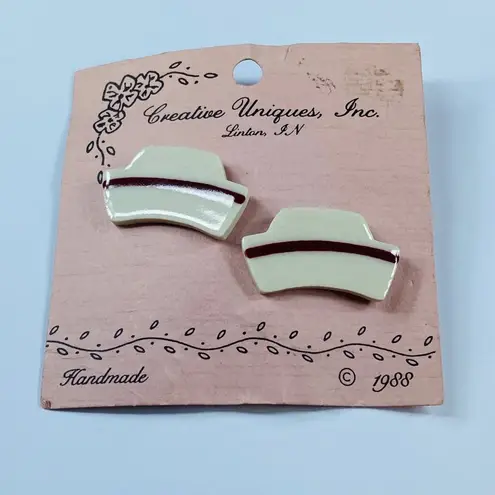 Nurse Cap Hat Earrings Pierced RN LPN Graduation Retirement Gift Vintage 1988