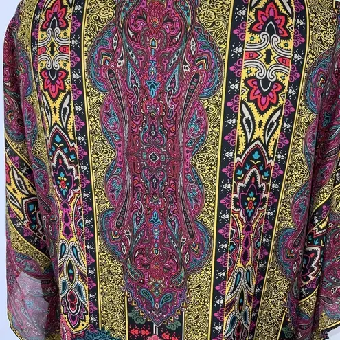Est. 1946 Burgundy Multicolored Paisley Casual Career Kimono Blouse Medium NWT