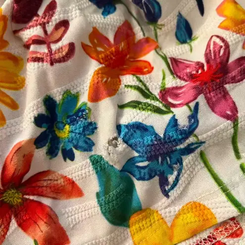 NWOT Ali Miles PLUS Knit Floral Point Collar 3/4 Bell Sleeve Button