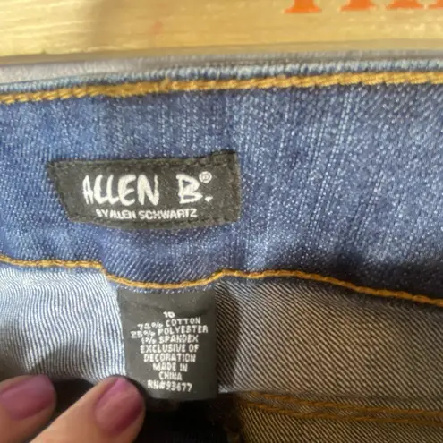 Allen B Womens Flare Jeans 10 Boot Mid rise Blue Rhinestones Boho Festival Ranch