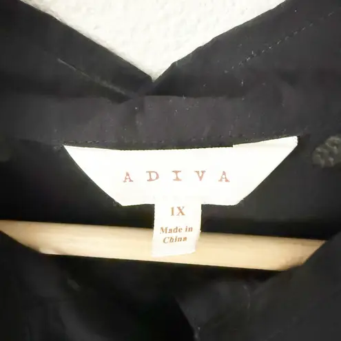 ADIVA | Black Lace Eyelet Shirt Tunic Collar Coverup Plus | Size 1X