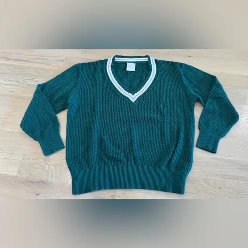 Varley Hadley V-Neck Knit Sweater forest green size large